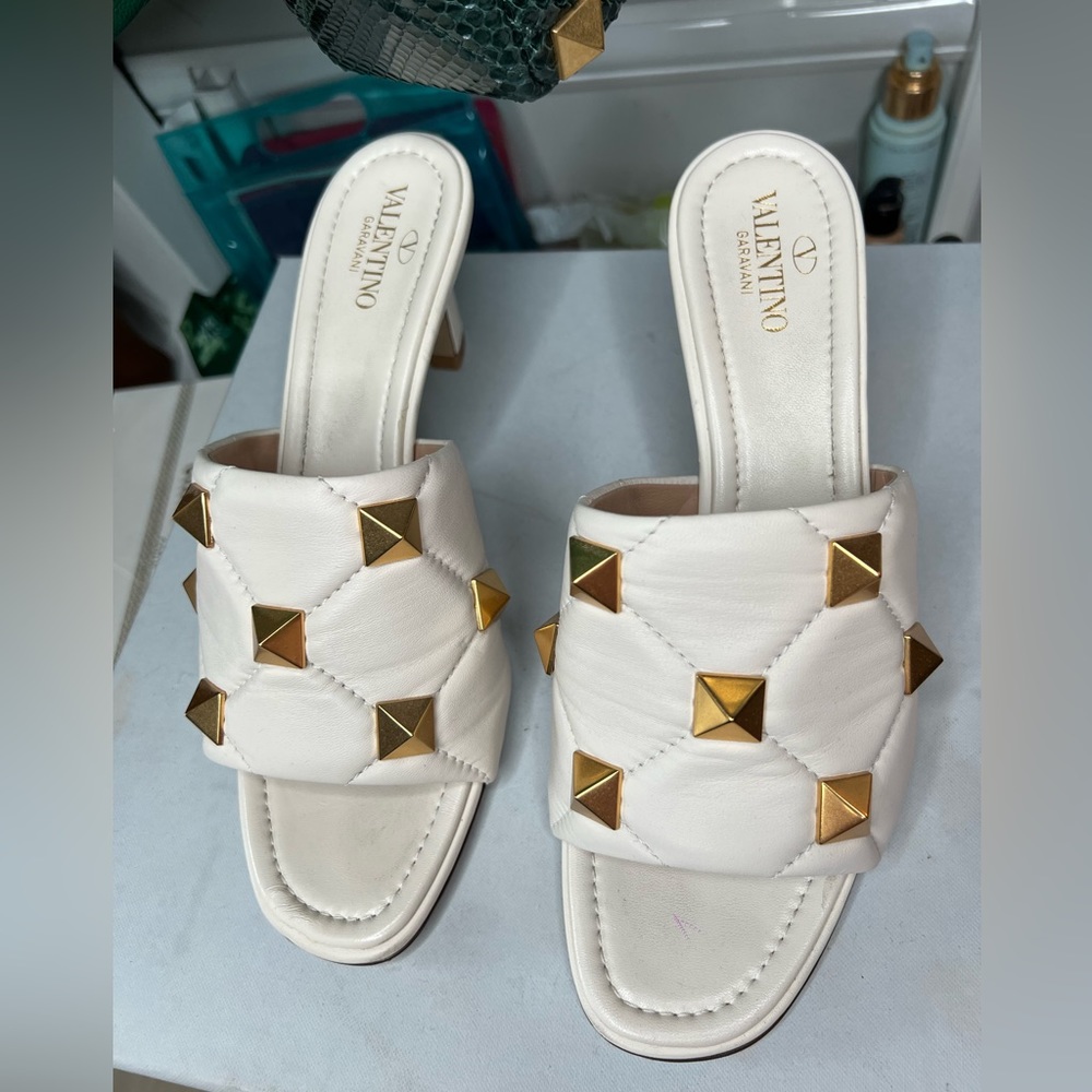 Valentino Rock Stud Slides, Size 40
